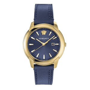 Versace V-Urban Quartz Blue Dial & Leather Men's Watch - VELQ00319